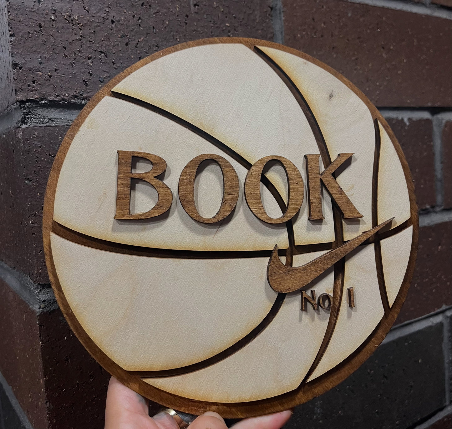 Custom laser-cut basketball plaque
